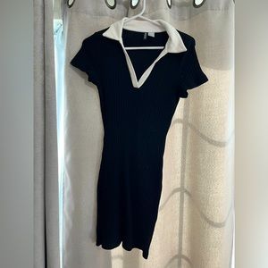 COPY - Black Dark Academia White Collar Dress